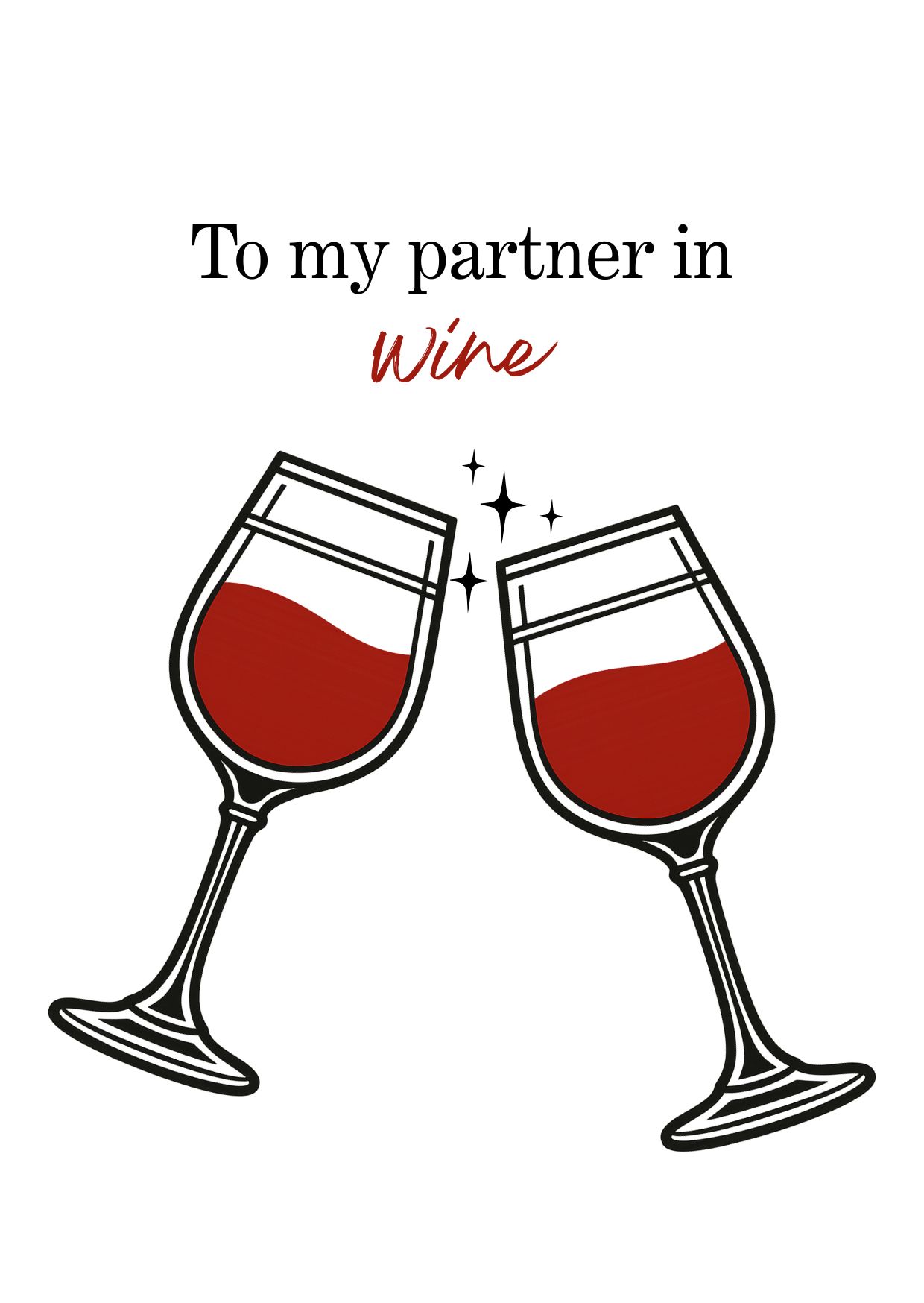 Illustration deux verres de vin rouge qui trinquent - Carte Partner in Wine.