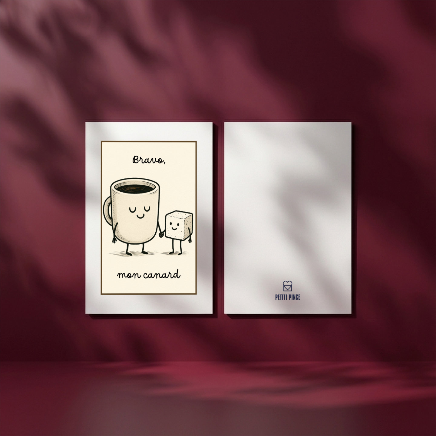 Carte recto verso marque Petite Pince thème douceur.