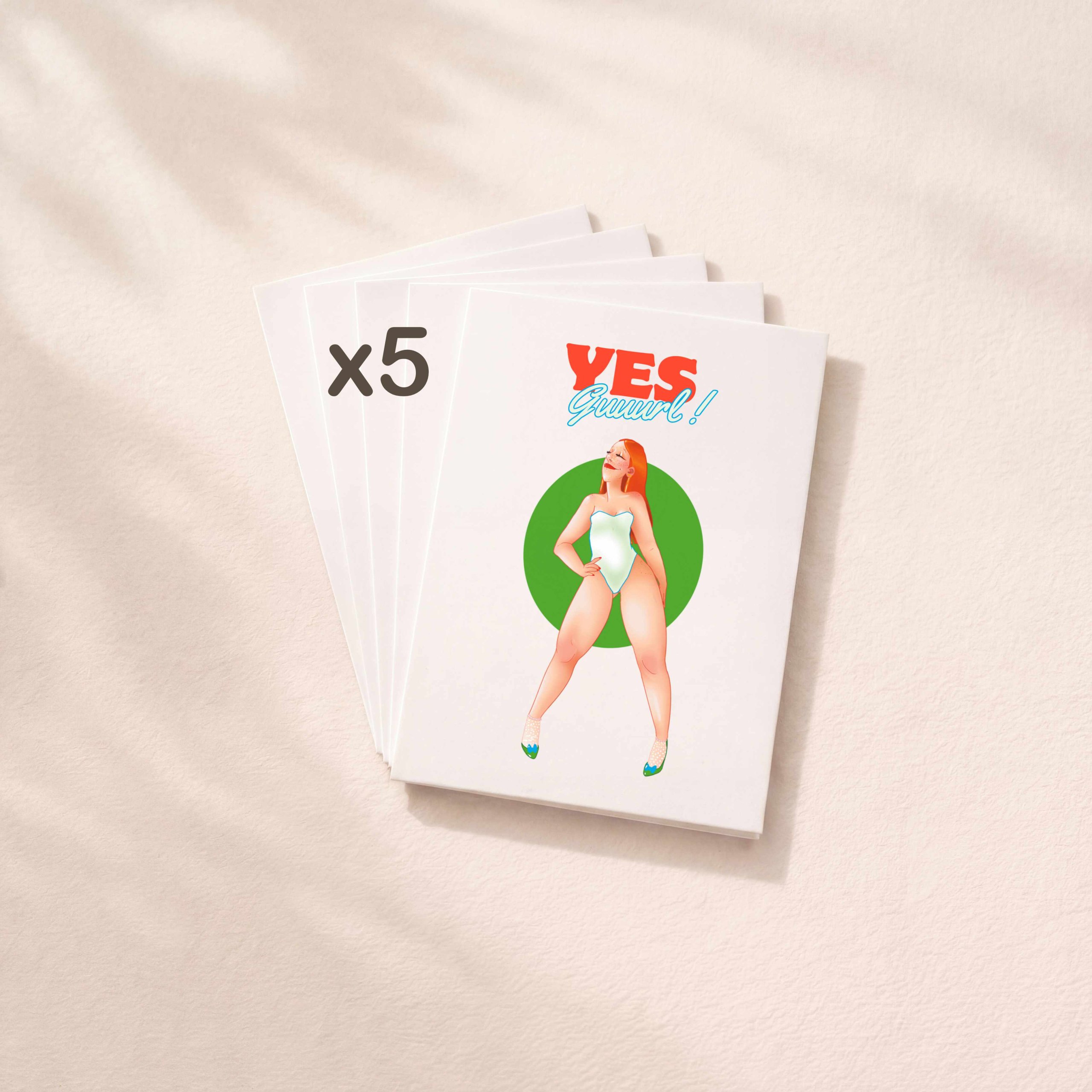 Pack de 5 cartes fun et motivantes pour encourager ses meilleures amies.