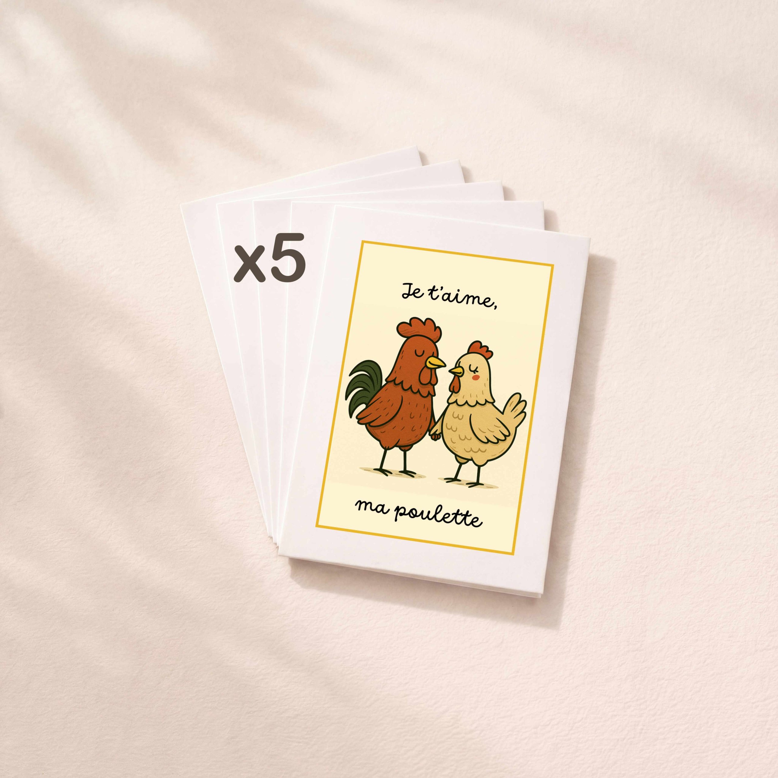 Lot de 5 cartes de Saint-Valentin drôles motif animaux de la ferme amoureux.