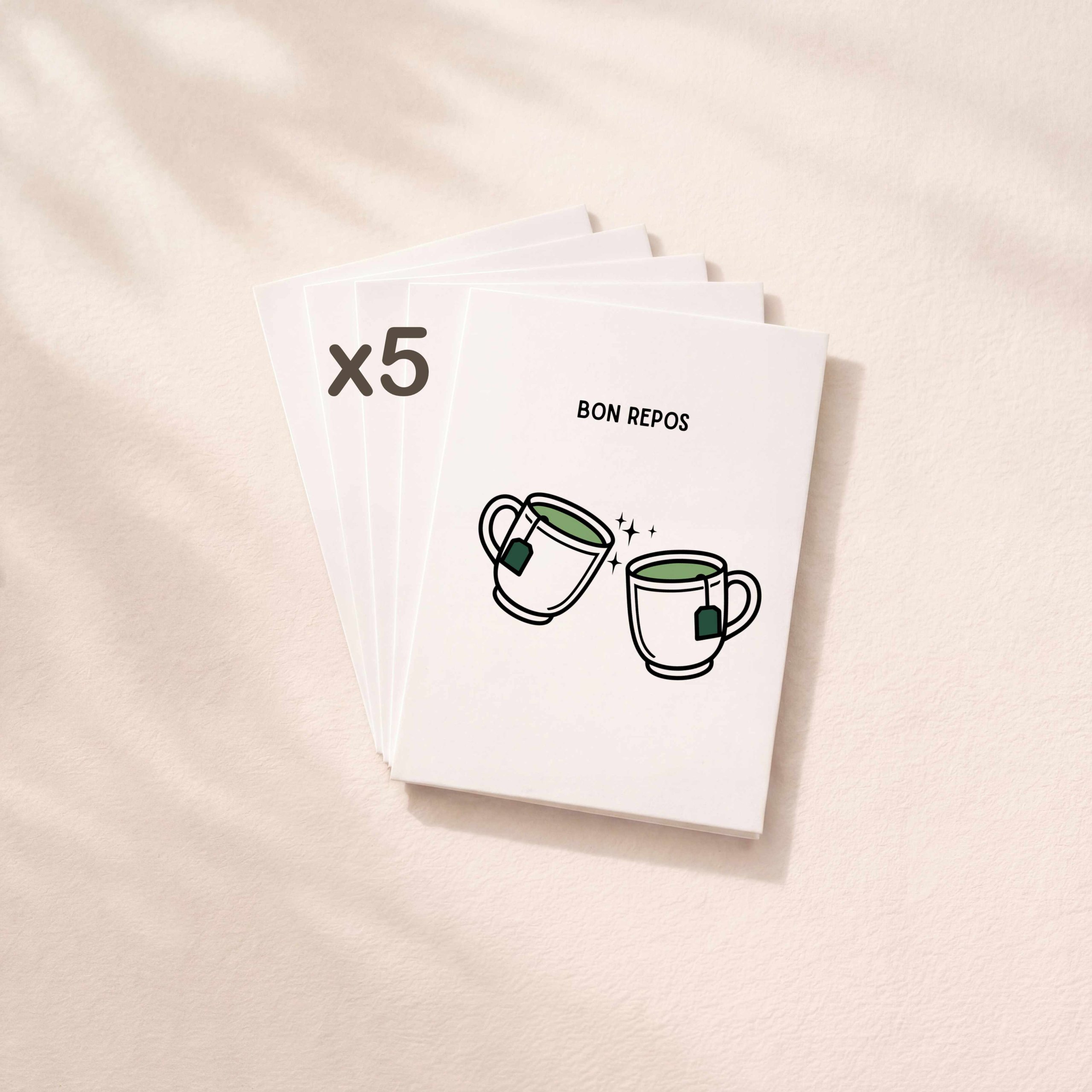 Éventail de 5 cartes de vœux identiques pour départ collègue ou soutien moral.